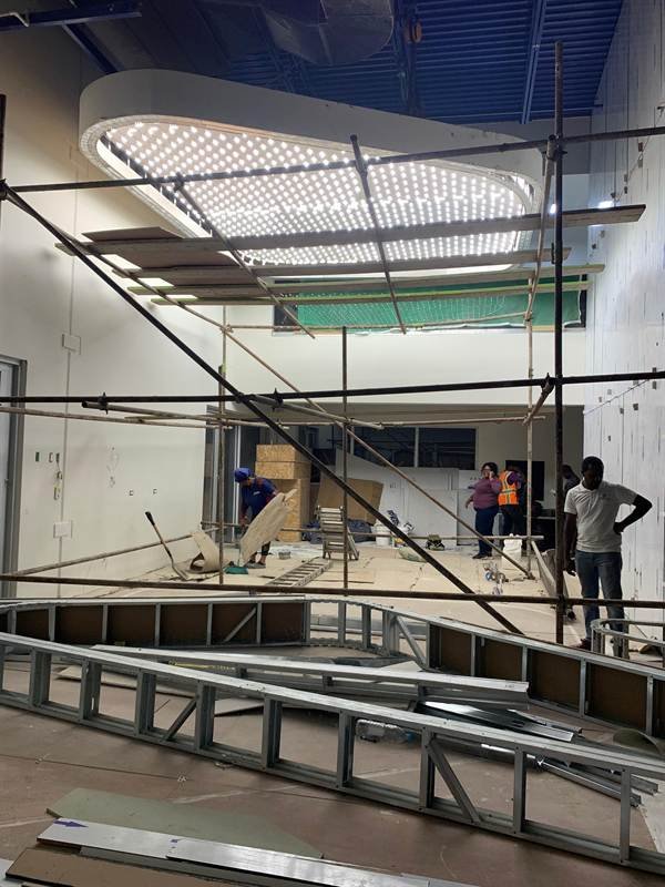 Showroom construction with LED lighting feature at BYD, ATL Complex, Montego Bay