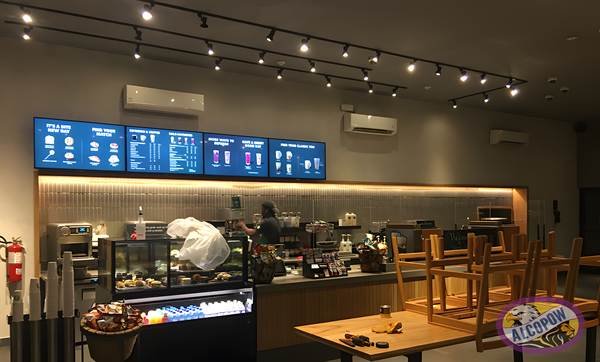 Completed retail interior with track lighting installed